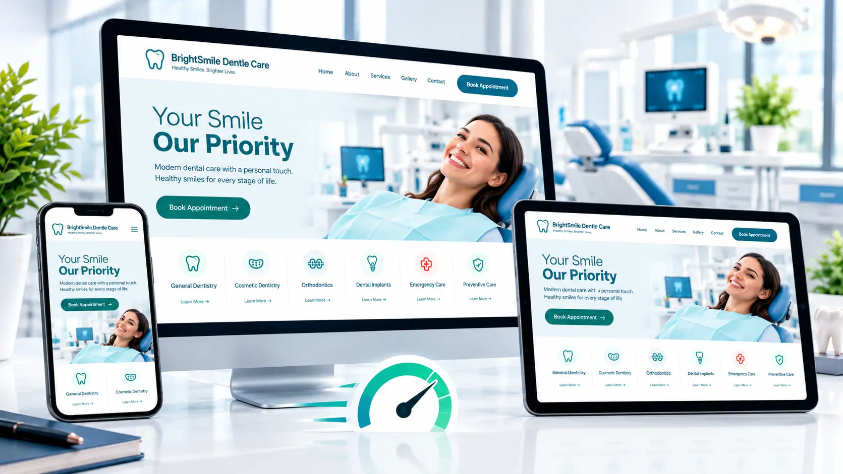 Responsive dental website design across desktop, tablet and mobile devices